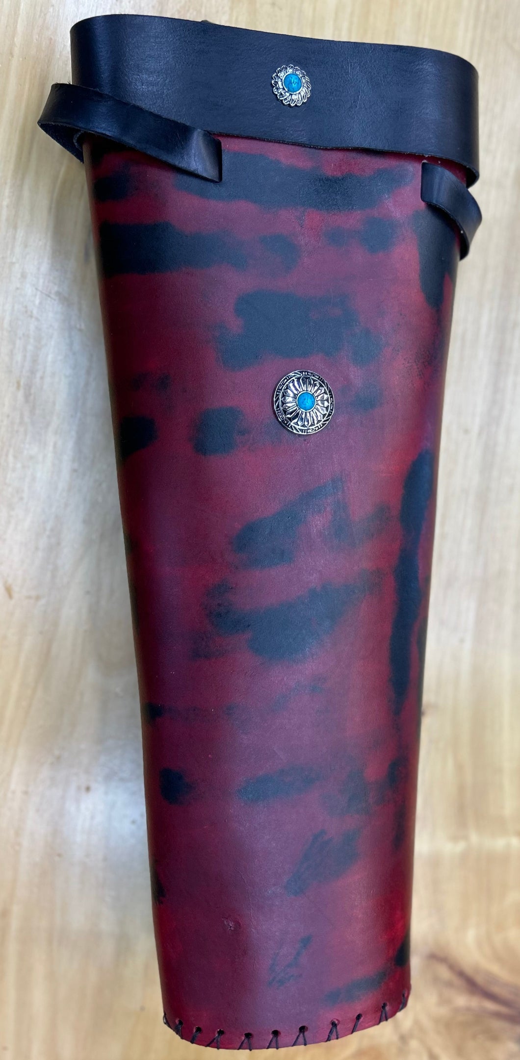 Traditional Leather Quiver - Marbled Red/Blk LG