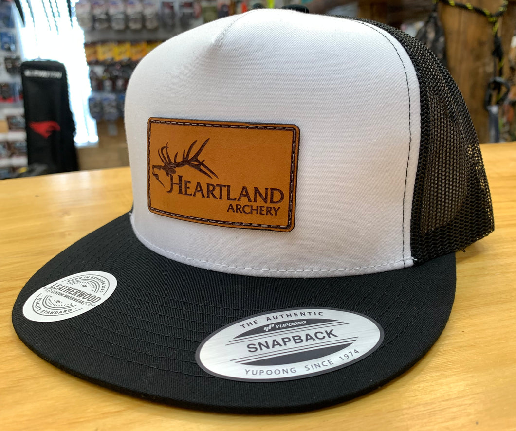 Heartland Archery White Front Leather Patch Hat