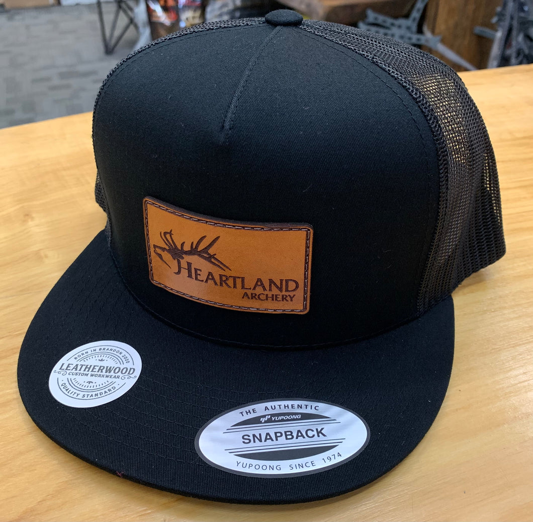 Heartland Archery Black Front Leather Patch Hat