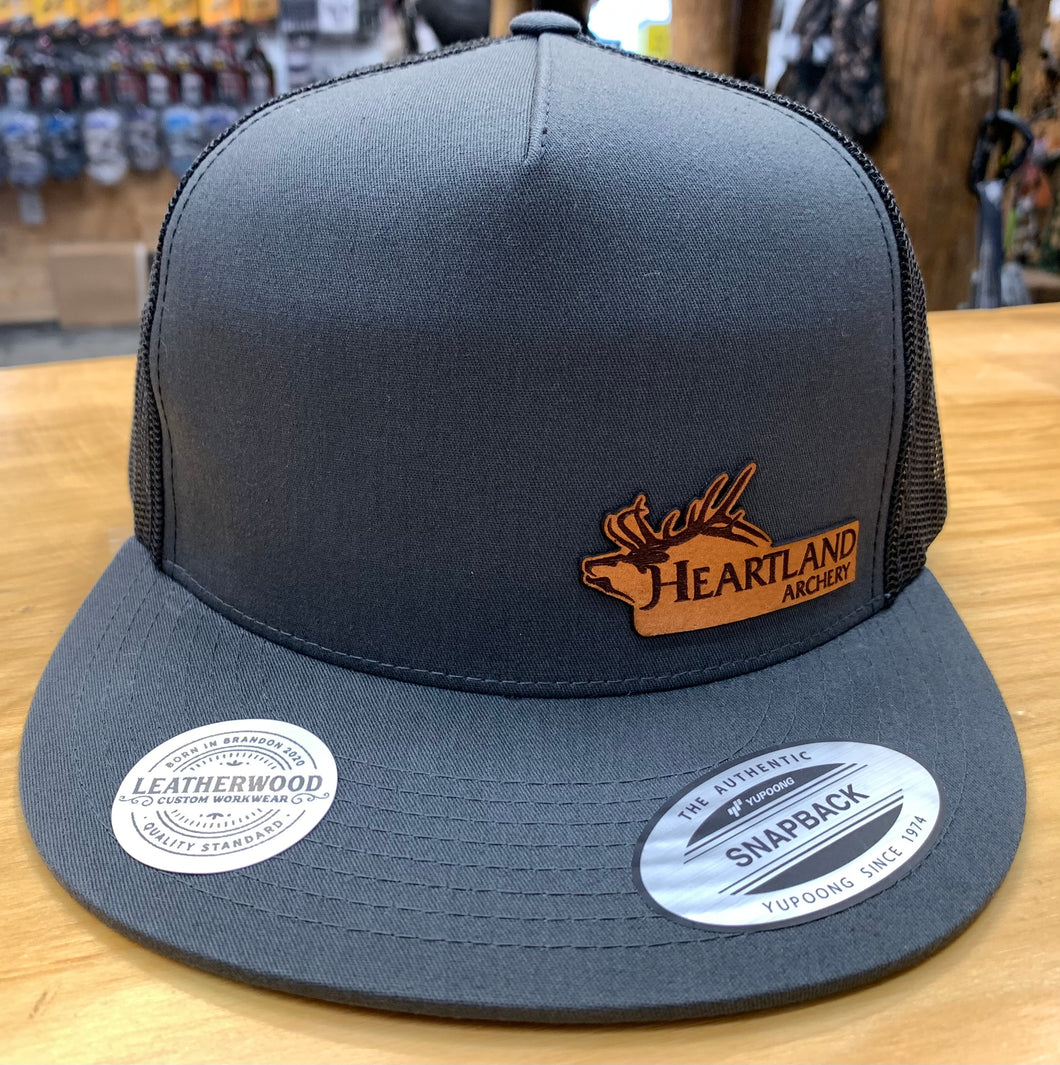 Heartland Archery Grey Side Leather Patch Hat